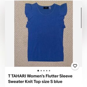 TTAHARI Women's Flutter Sleeve
Sweater Knit Top size S blue pre-owned